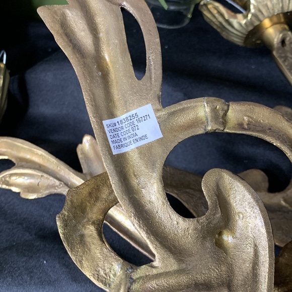 Large Vintage Brass French Louis XV Style Candlestick Wall Scones with glass - Picture 11 of 11